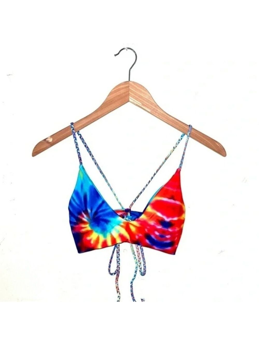Zaful Tie-Dye Bikini Top - Blue, Yellow, Red Sz 8